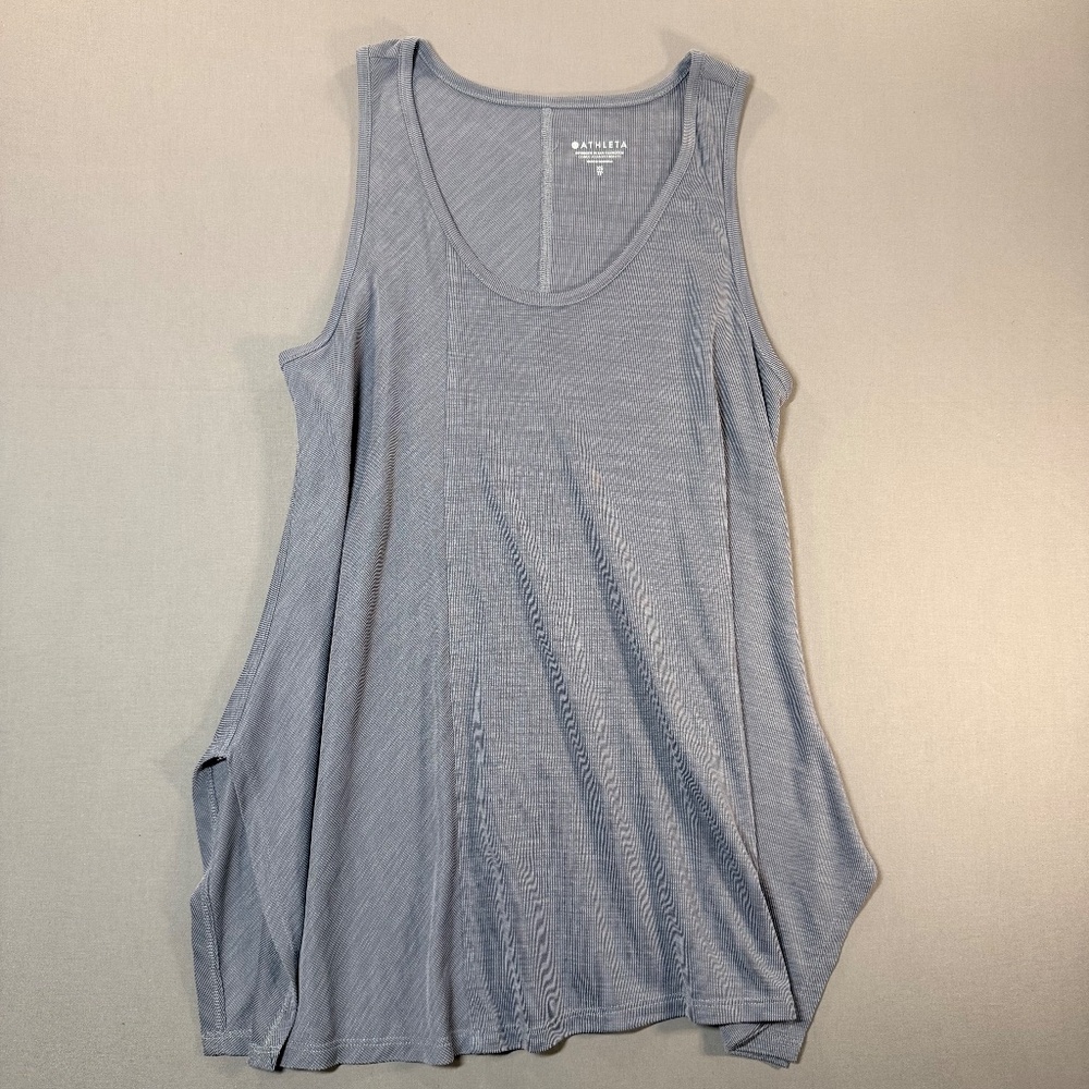 Athleta Relaxed Tank; Flowy Gray Ribbed Split Hem - Womens XS